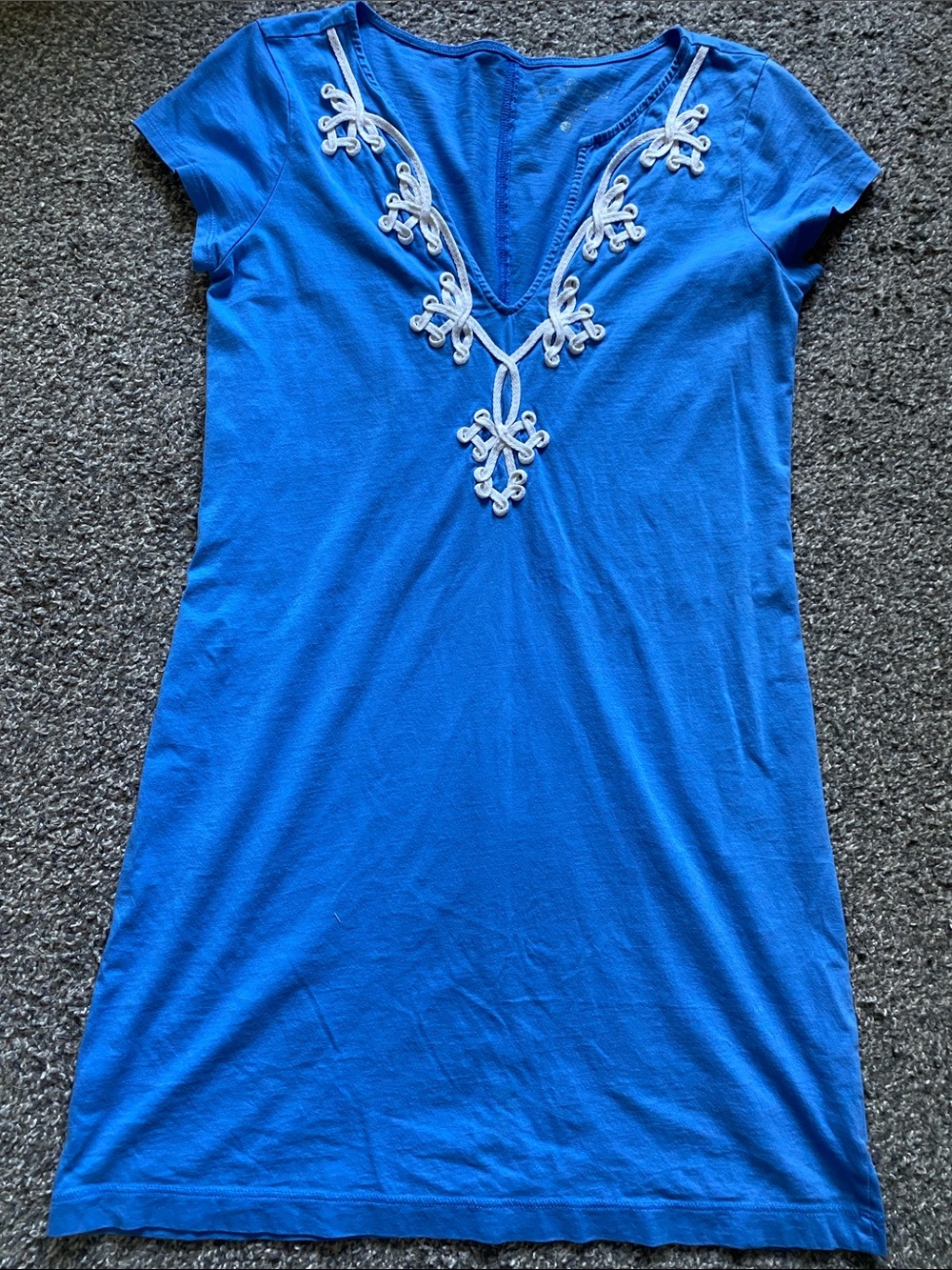 Lilly Pulitzer Royal Blue V-Neck Dress with White Embroidery